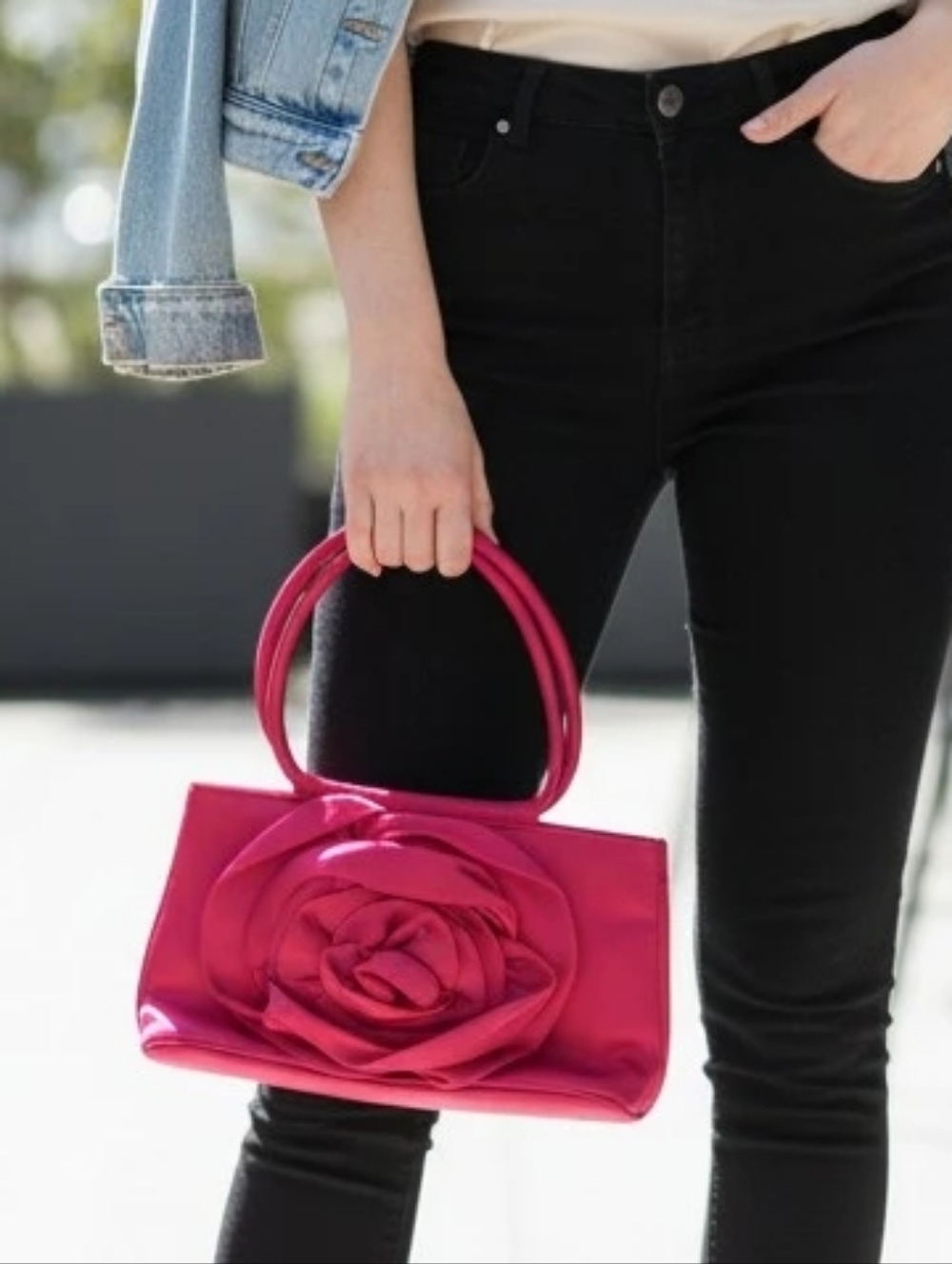 Red Small Purse with a Rose Flower 🌹